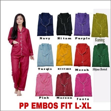 Trijaya . baju tidur wanita PP EMBOS lengan panjang / piyama PP embos bahan katun eropa allsize