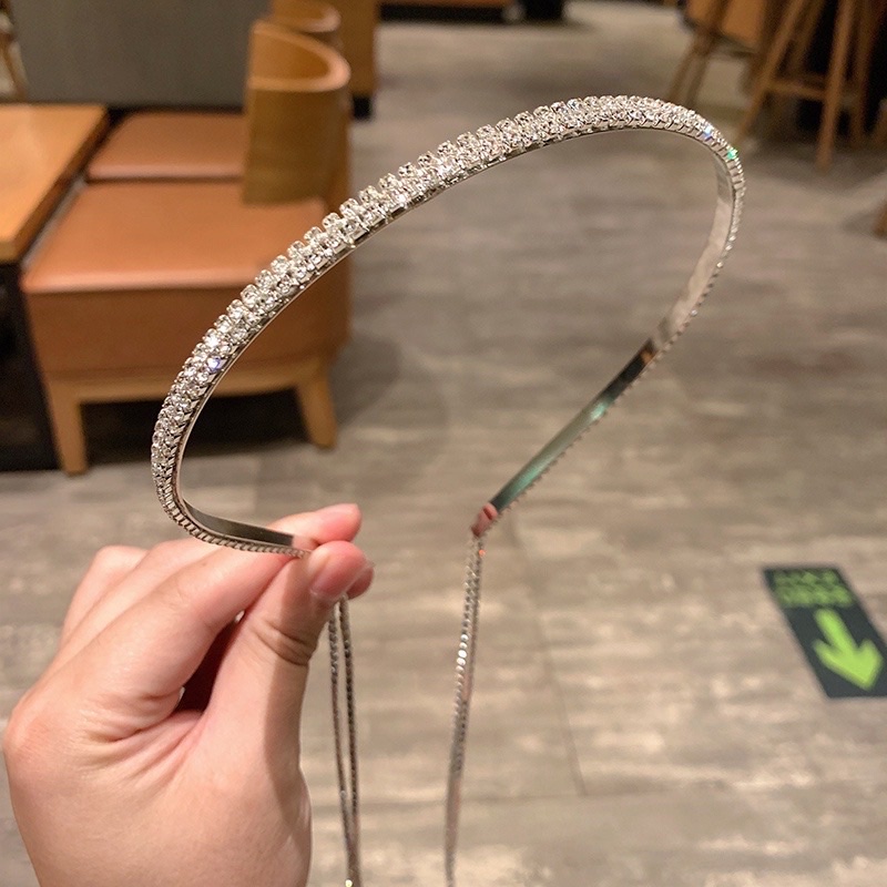 Bando full batu permata zirkon ada rumbai ala korea aksessoris wanita fashion accessories woman