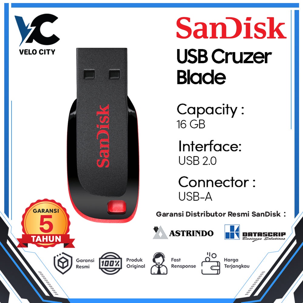 Flash Disk 16GB  Sandisk Cruzer Blade USB FD Blade CZ50 16GB