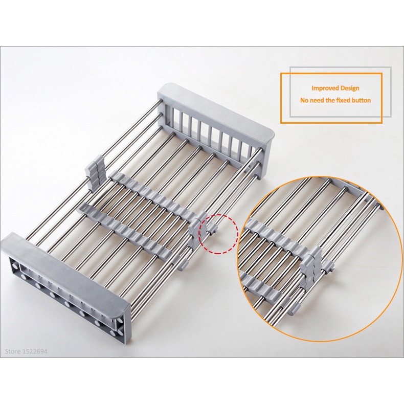 Rak Holder Penyimpanan Buah Sayuran Bahan Stainless Steel Dapat Diperpanjang Untuk Wastafel Dapur