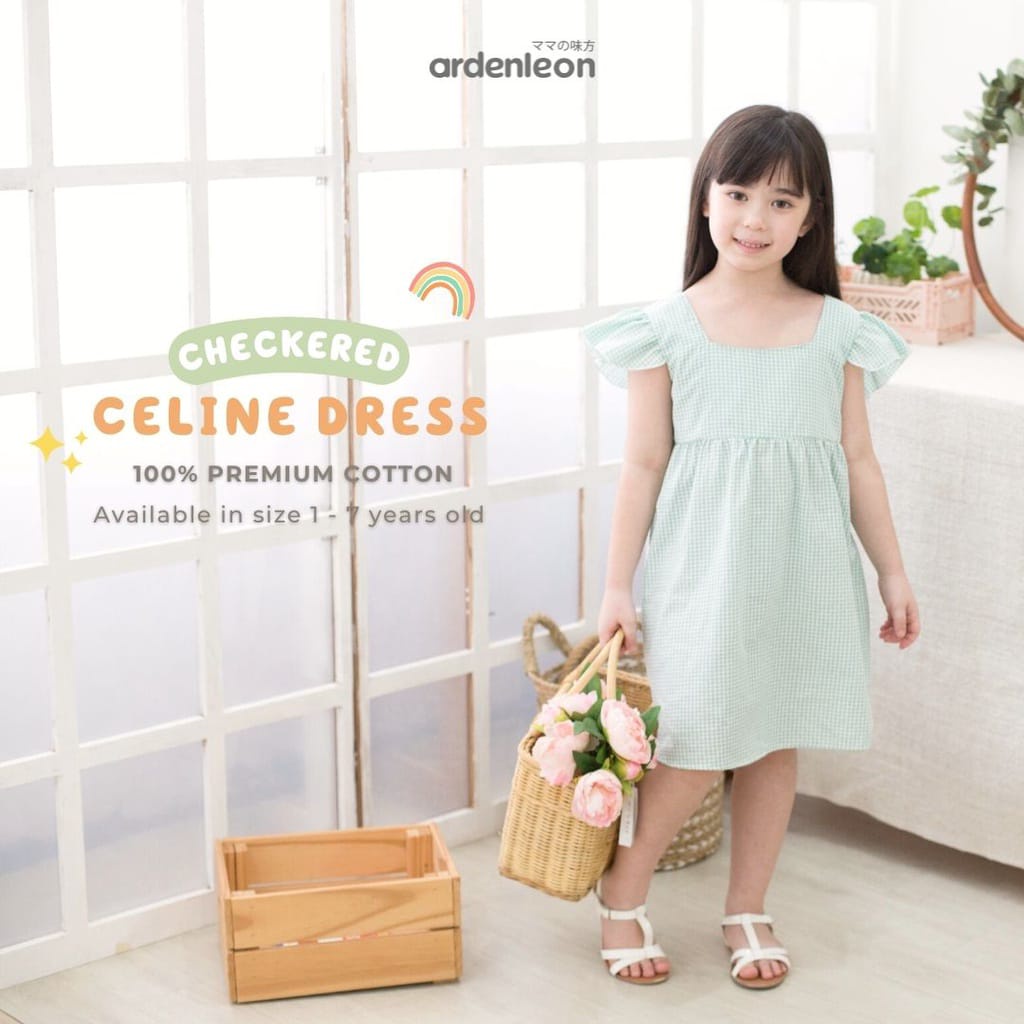 ARDENLEON Girls Dress Kotak-Kotak Checkered Rok Anak / Baju Anak Perempuan / Dress Kotak-Kotak