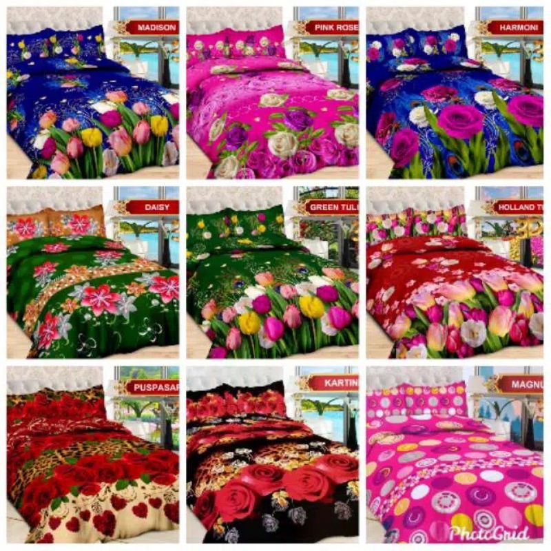 SPREI BONITA 180 X 200 BANTAL 4 MOTIF BUNGA MINIMALIS