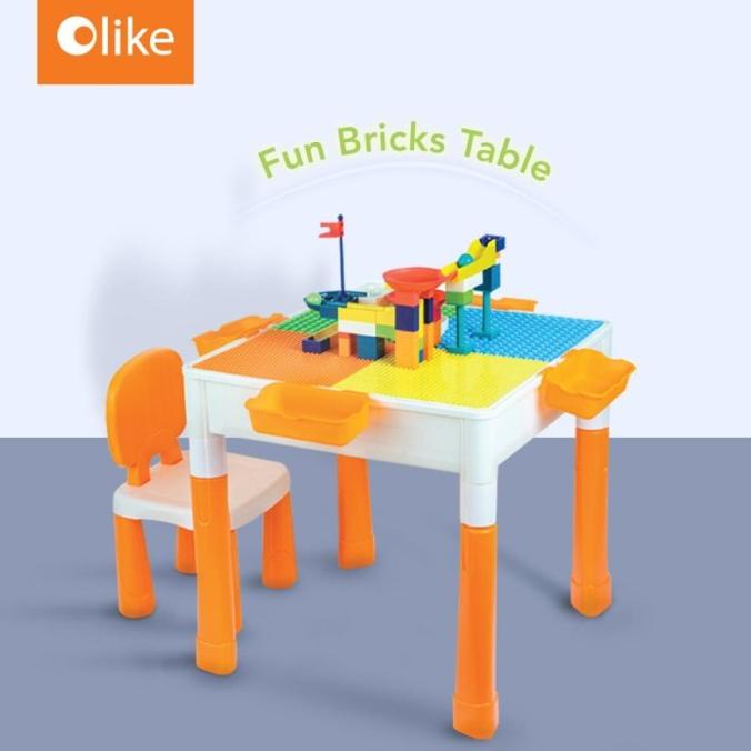 Olike Fun Bricks Table, Meja Bermain Belajar Makan Anak
