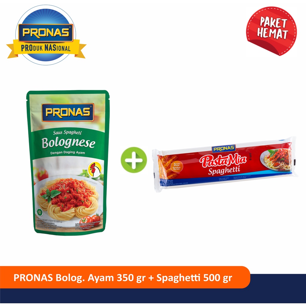 PRONAS Paket Bundling Exclusive Saus Bolognais Daging Ayam 350gr &amp; Pastamia Spaghetti 500gr