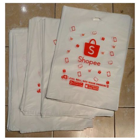 

Plastik kemasan bungkus sablon shopee ukuran 35 x 50 putih tebal