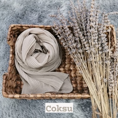 Pashmina Plisket Ceruty Baby Doll Pleated Shawl Full Lidi Hijab Ukuran 180 x 75 Jilbab Instant-HJ PLISKET COKSU