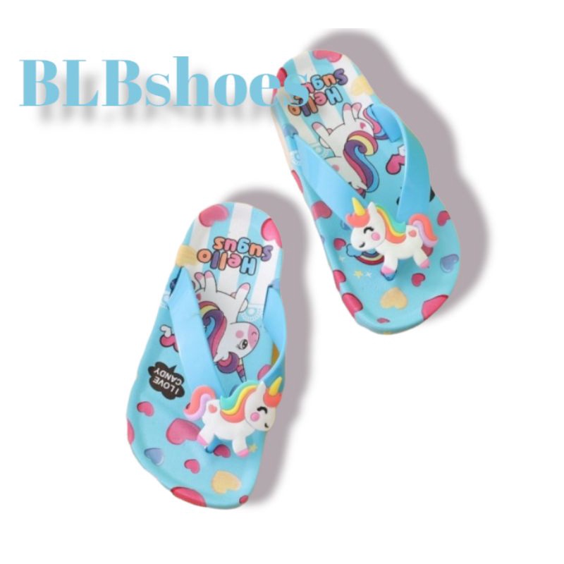 Sandal jepit anak perempuan motif Unicorn sandal karet anak kuda pony import