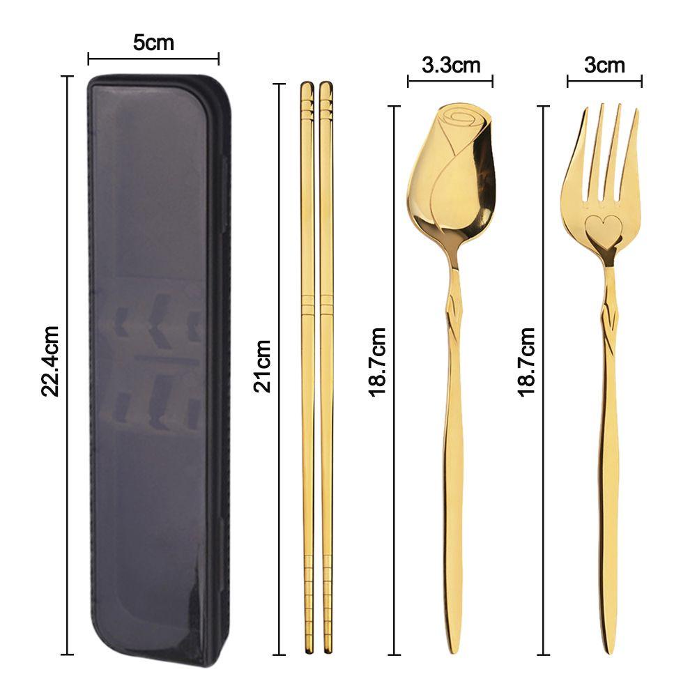 SOLIGHTER Cutlery Set Portable Fruit Fork Tableware Set Spoon Fork Chopsticks Set