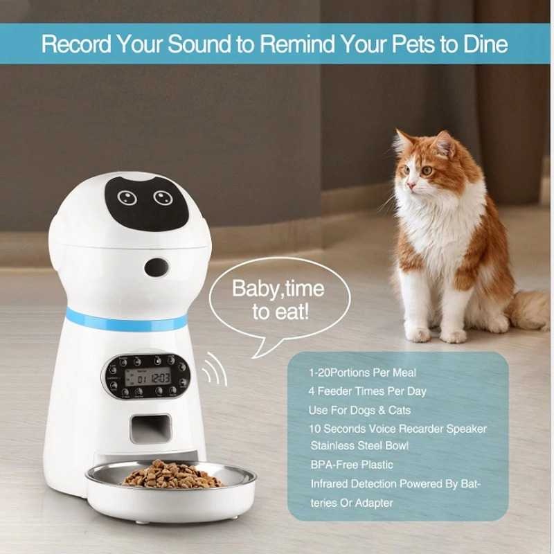 robot smart pet food feeder automatic   dispenser tempat makan makanan hewan cat kucing dog anjing o