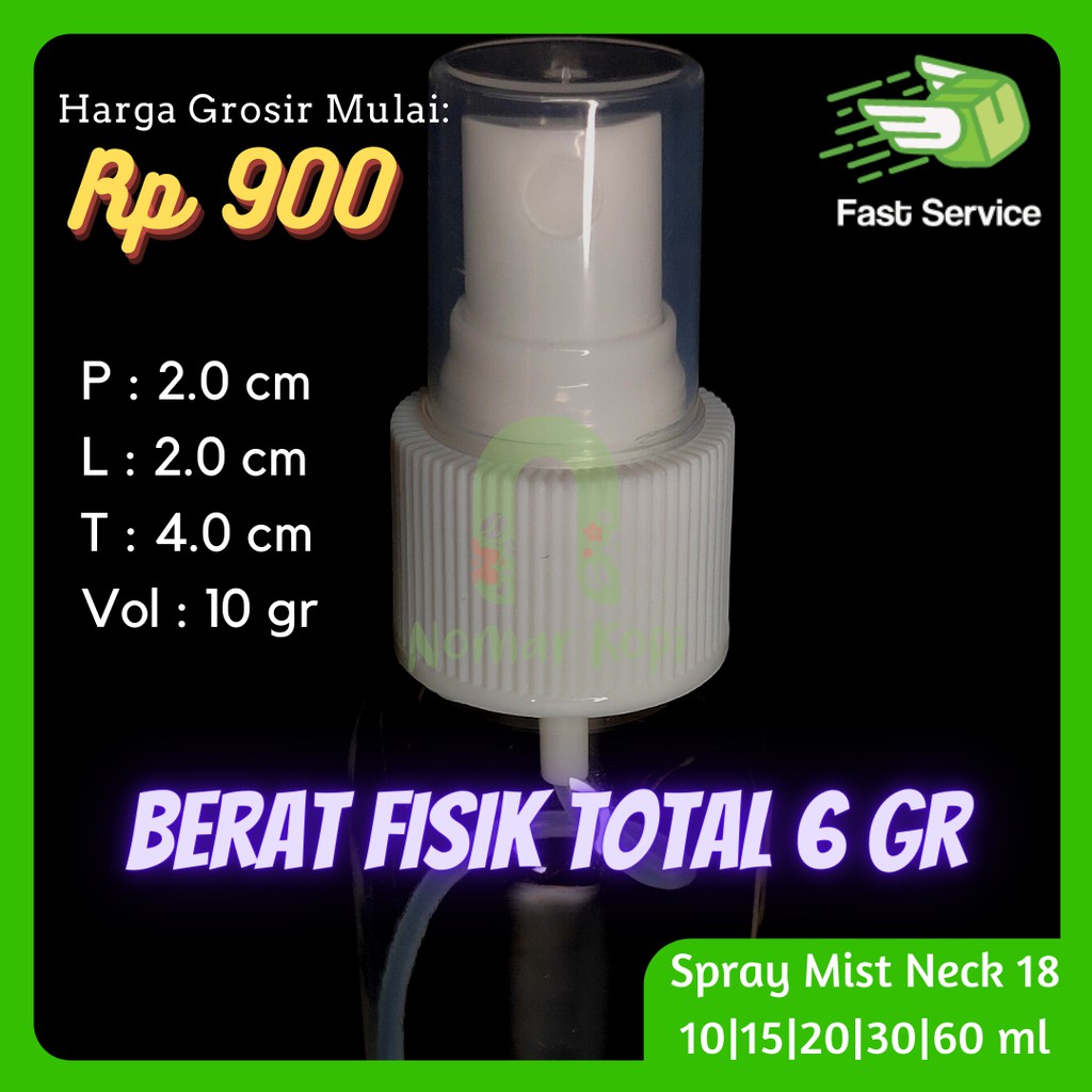 Tutup Botol Spray Mist Neck 18 utk 10ml, 15ml, 20ml, 30ml, 60ml