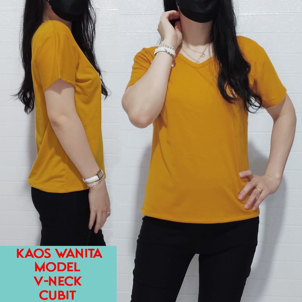 JESETA KAOS ATASAN WANITA V NECK CUBIT GROSIR MURAH ATASAN WANITA TSHIRT WANITA