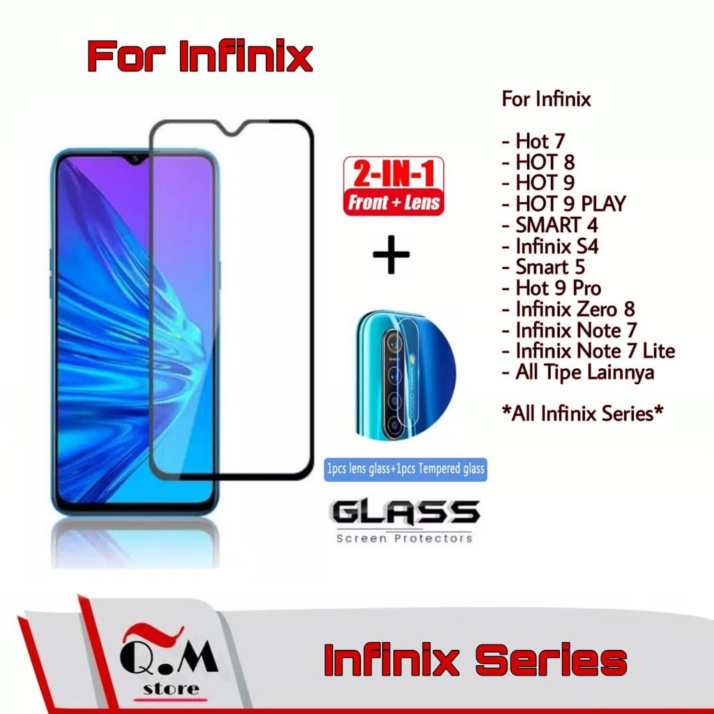 Tempered Glass Infinix Hot 12 Pro / Hot 11S NFC / Infinix Note 10 Pro / Hot 10s / 10 / Note 7 / Note 8 / 9 / 9 lay / Smart 6 / 5 / 4 / 7 Lite / Zero 8