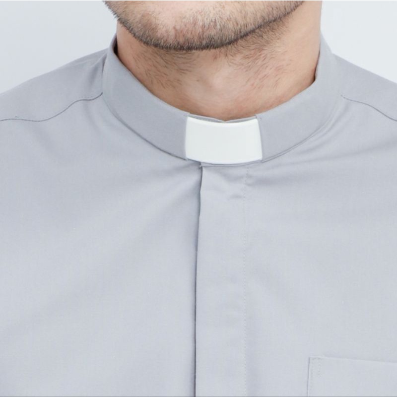 Pendeta - Kemeja Collar Abu Polos - Cotton Tropical - Jos Miracle Bandung - Miracle - JMB