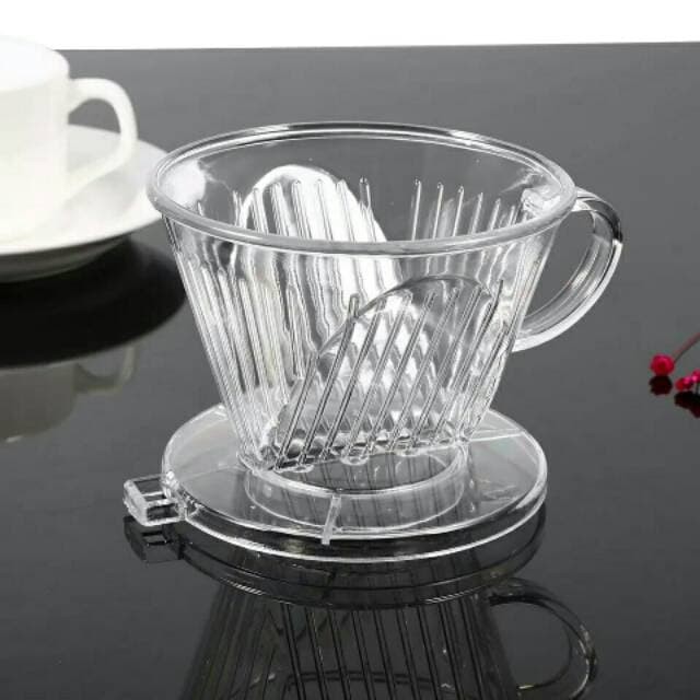 Transparant Flat Bottom V60 coffee dripper 1-2Cups (3 lubang) 1896