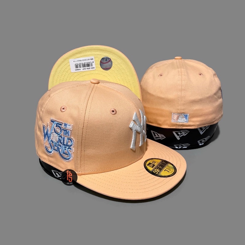 TOPI NEW ERA ORIGINAL 5950 WS 75TH NEW YORK YANKEES PEACH WHITE UV YELLOW