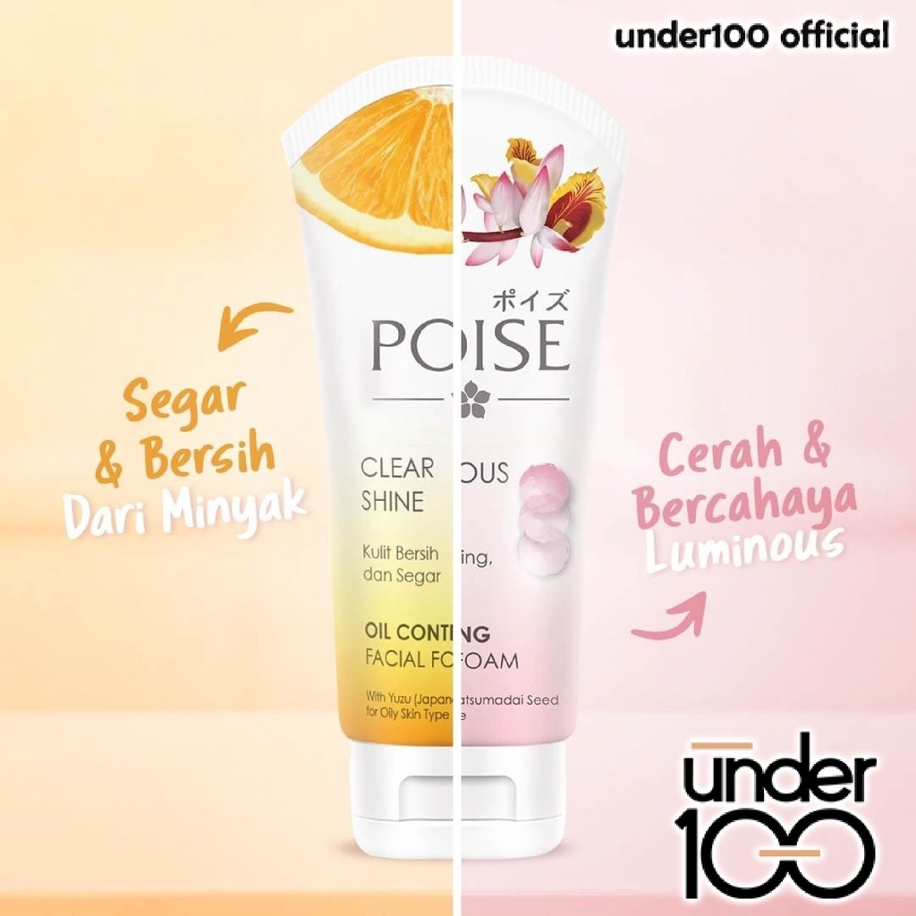 ❤ UNDER100 ❤ POISE Luminous White Whitening Facial Foam | Clear Shine Oil Control Facial Foam 50g | 100g |Sabun Cuci Muka | Pembersih Wajah | BPOM