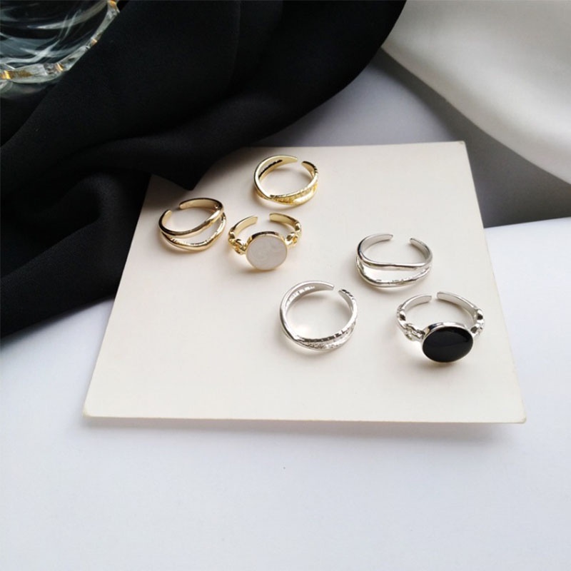 3PCS/Set Double Layer Diamond Drop Oil Ring Simple Ring Index Finger Ring