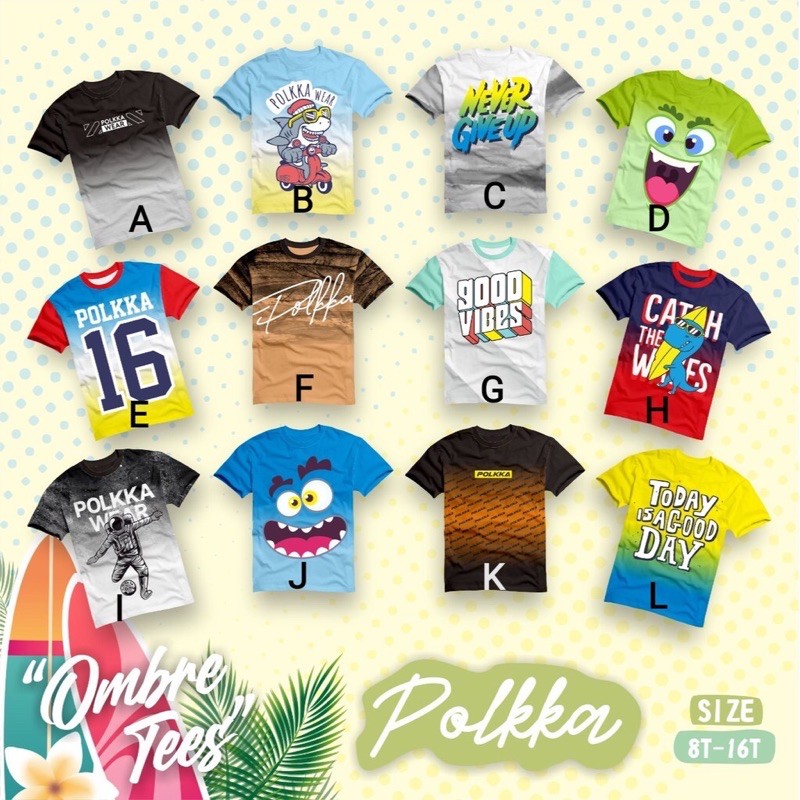 Kaos Tshirt Anak Laki Laki Ombre set Polkka Junior 8-16T