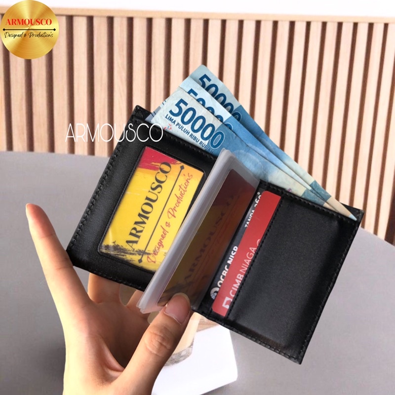 Dompet Kartu Card Holder + Slot Uang Kulit Sintetis Dompet Kartu Kredit Elegan