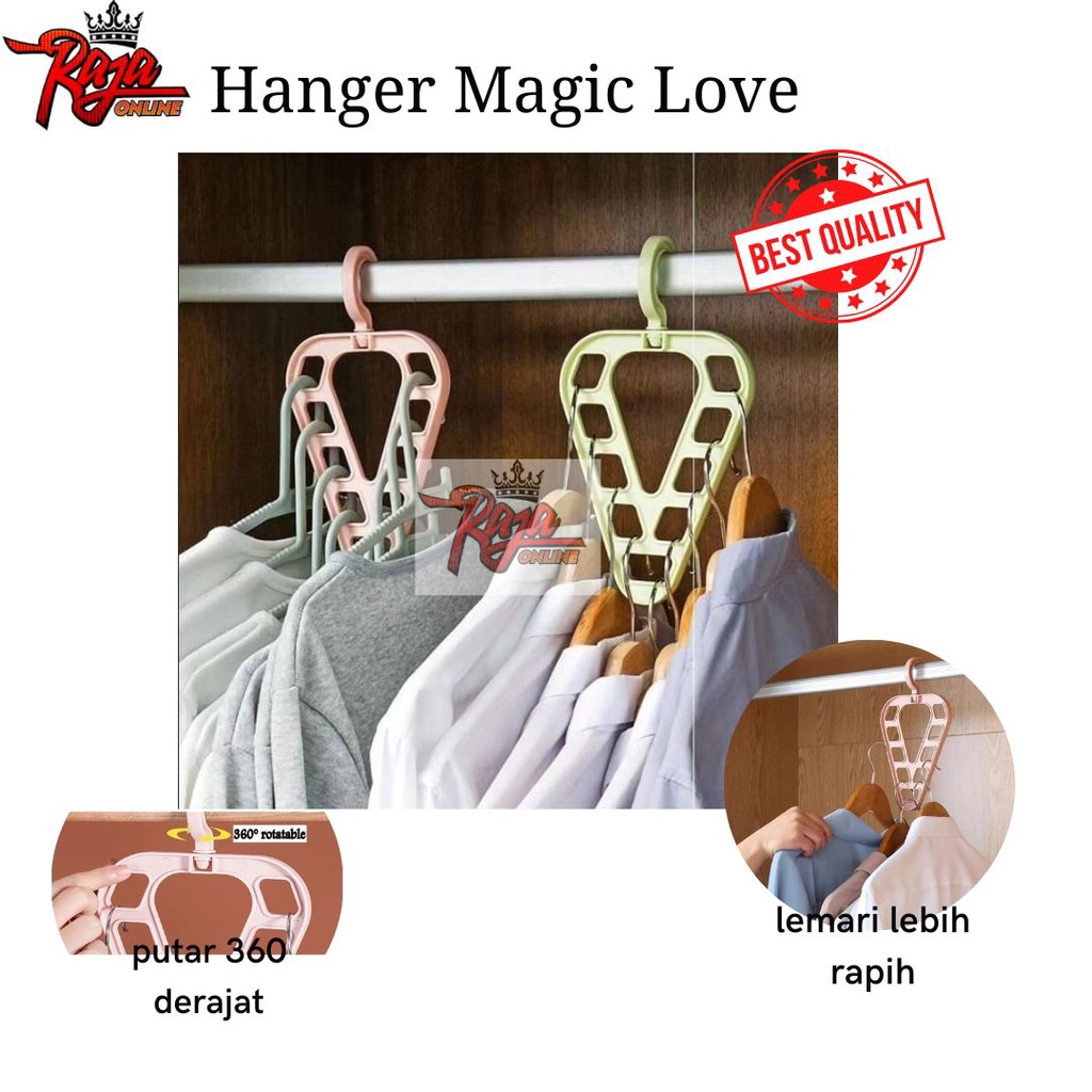 GM9-Gantungan Baju Ajaib 9 Lubang Hanger Lemari Bentuk Love