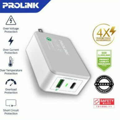 PROLiNK QC Qualcomm Quick Charger Travel 2-Port USB Type C 33W PTC23301