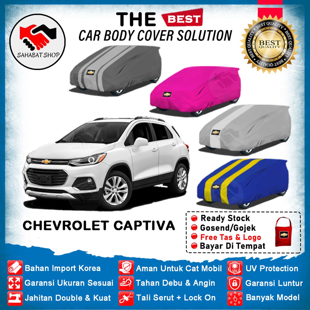 Sahabat Body Cover Mobil Captiva / Sarung Penutup Chevrolet Captiva Outdoor 2008 2009 2010 2011 2012 2013 2014 2015 2016 2017 2018 / Tutup Mantel Selimut Mantol Jas Pelindung Kerudung Kerodong Kelambu Tutupan Bungkus Mobil Anti Air Waterproof Model Biru