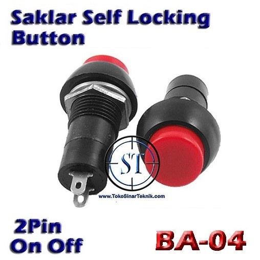 BA-04 Push On-Off-On Bulat Saklar Tombol tekan On Off On Self Locking Mengunci Switch Motor Mobil merah