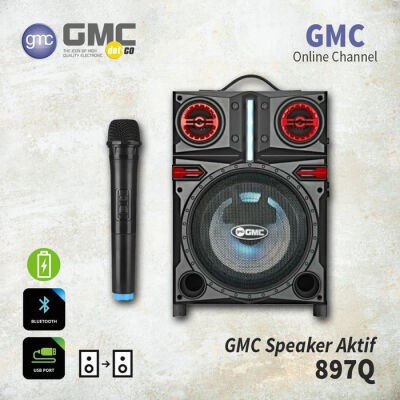 Speaker GMC 897Q Portable bluetooth spiker free mic wireless KARAOKE