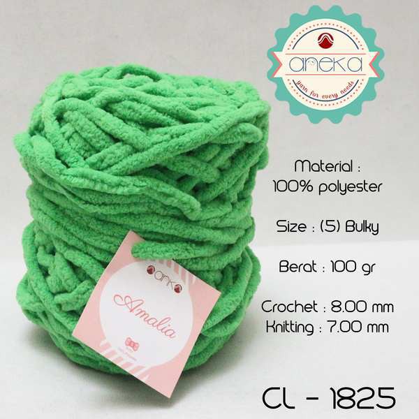 Benang Rajut Chenille Midi Amalia Yarn 2 1825 Hijau