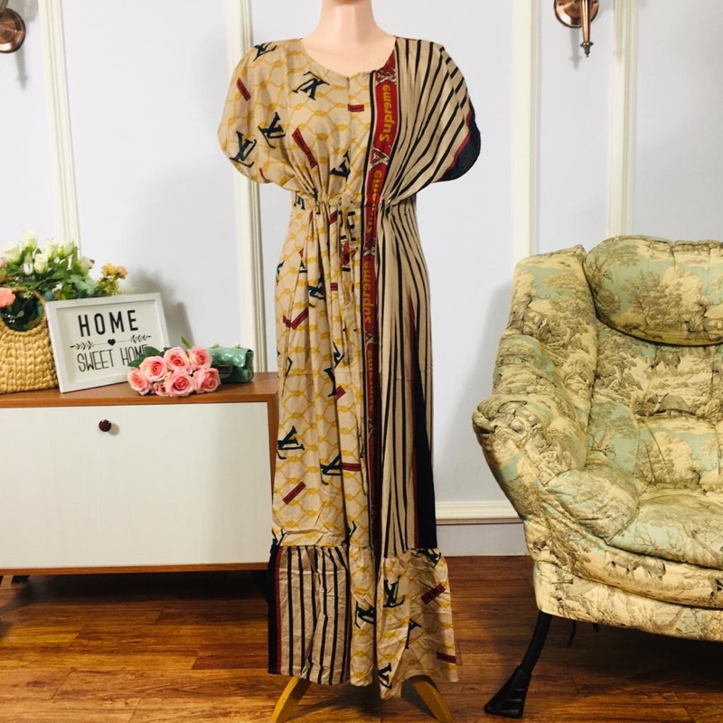 Daster Semata kaki Rayon Manohara Ruffle Busui Panjang Semata Kaki LD 120 Long Dress kekinian - Longdress semata kaki-LV supreme