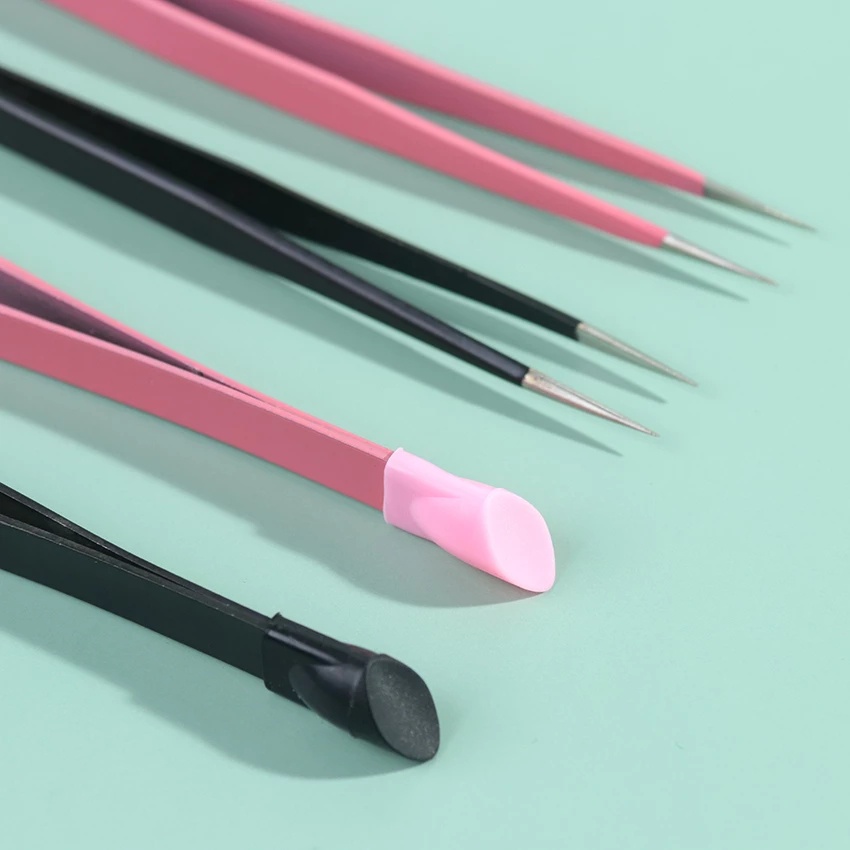 [1Piece Stainless Steel  Nail Tweezers with Silicone Pressing Head Nipper] [DIY Nail Art Tools] [Professional Manicure Accessories]