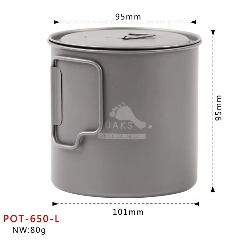 Toaks light titanium 650ml pot Ultralight camping cookware