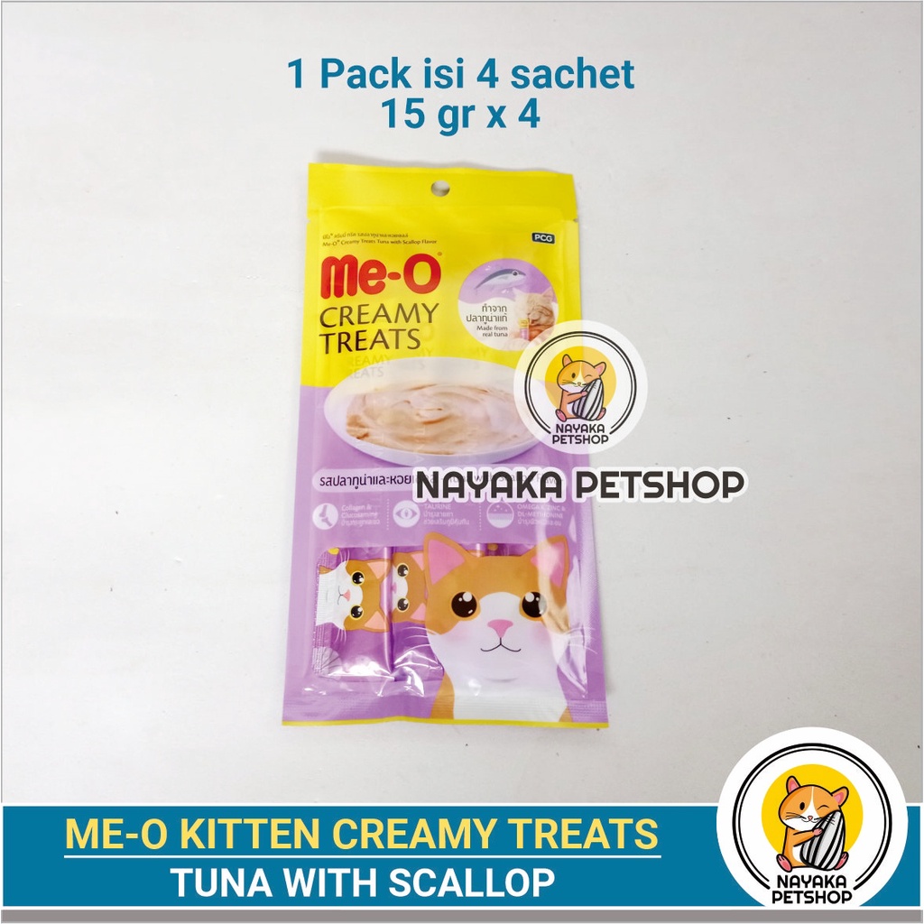 Meo Creamy Tuna Scallop 60 gr Treats Cemilan Snack Kucing Cat Food