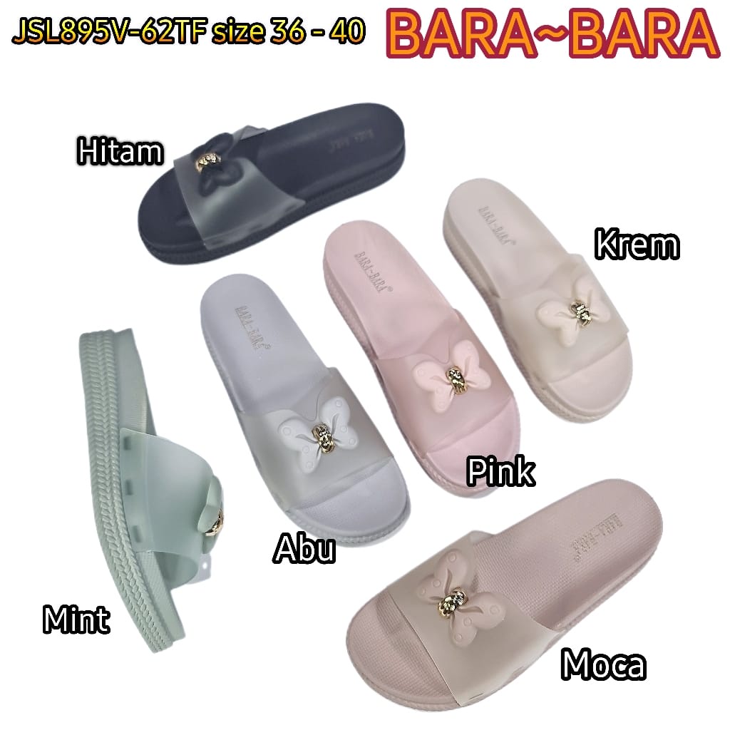 BARA BARA ORIGINAL jelly sandal karet empuk murah wanita selop import barabara cewek JSL895V-62TF