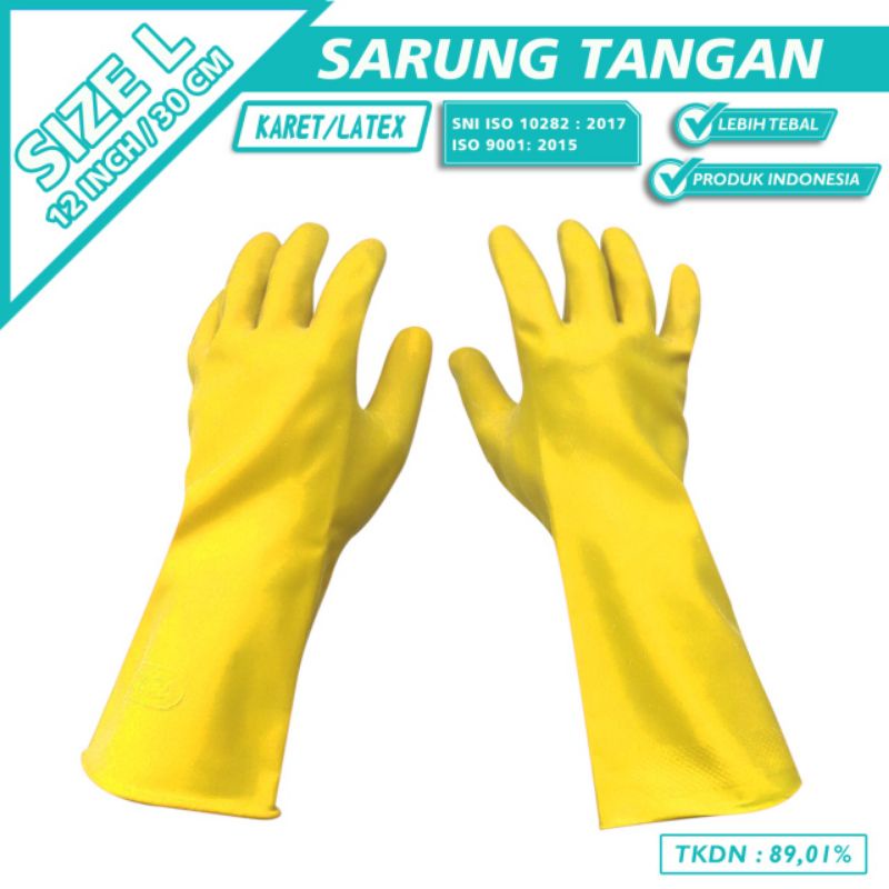 TERMURAH SARUNG TANGAN KARET LATEX / TERLARIS SARUNG TANGAN LATEX / SARUNG TANGAN LATEX 12 KUNING