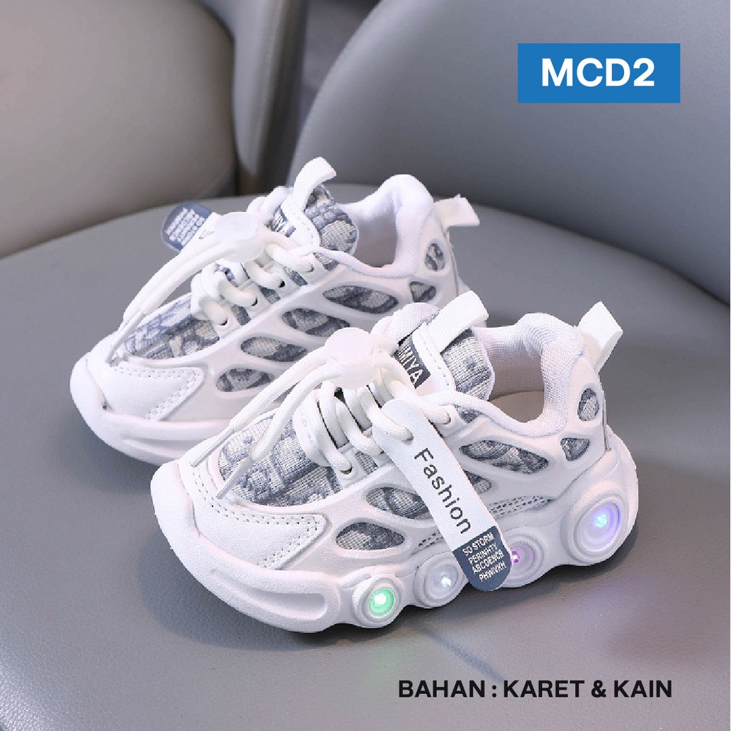 LAPAGO - Sepatu Sneaker LED Anak Laki Laki Perempuan Import Usia 1 - 5 Tahun Type MCD