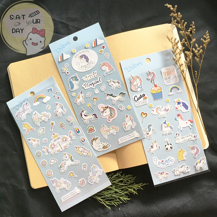 Stiker Unicorn Japan Korea Lucu Unik untuk Diary/ Jurnal/ Scrapbook