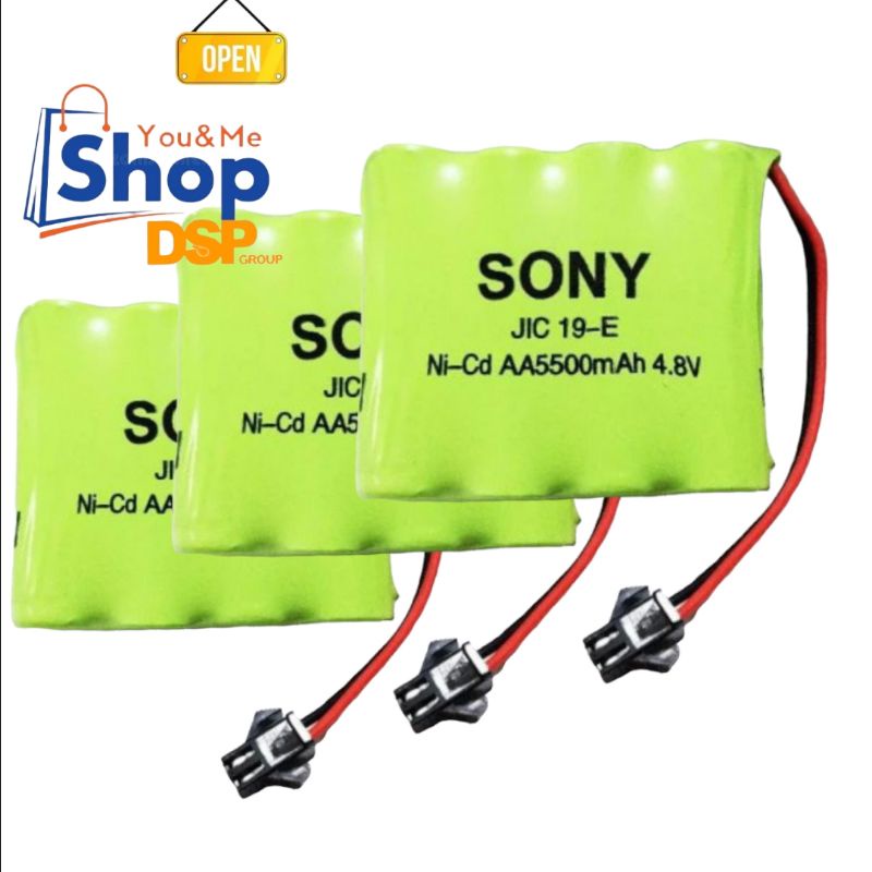 Baterai RC Rakit 4 Soket Hitam 2Kabel - Batre 4.8V 4,8V Sony JIC 19-E 5500mah Baterai Mobil Remote