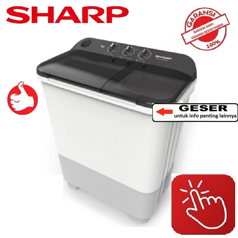 Jual SHARP Mesin Cuci Twin Tub 6 KG ES-T65NT-GY - resmi SHARP | Shopee ...