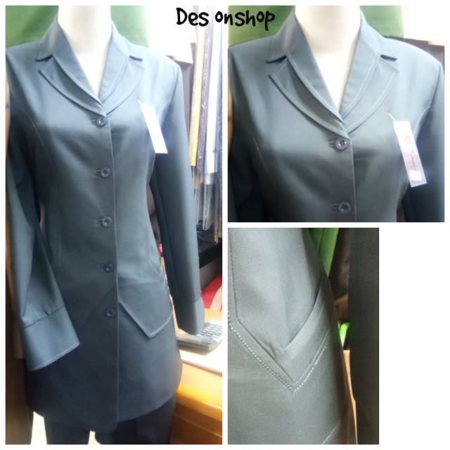 Stelan blazer pns/pemda abu tua celana