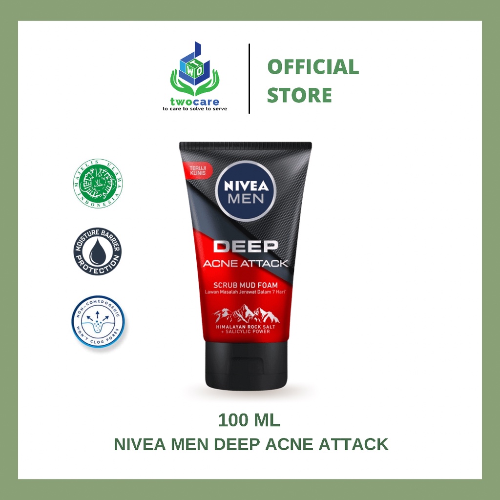 NIVEA MEN Deep Acne Attack Facial Foam 100ml Pembersih Wajah