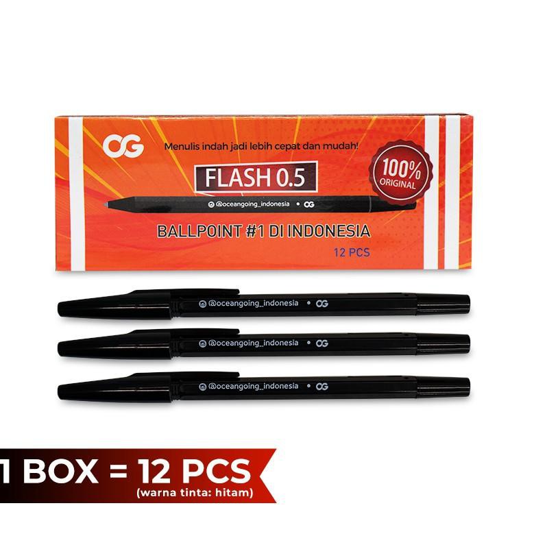 

iF7Code Indoshare Pulpen Tinta Hitam Flash 0.5 1 Box - isi 12pcs(U1Q8) (paling laris)