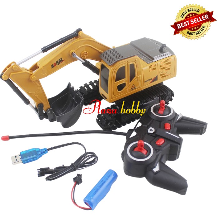 rc excavator 6CH metal alloy AOHAI 3857 skala 1:24 mainan remote