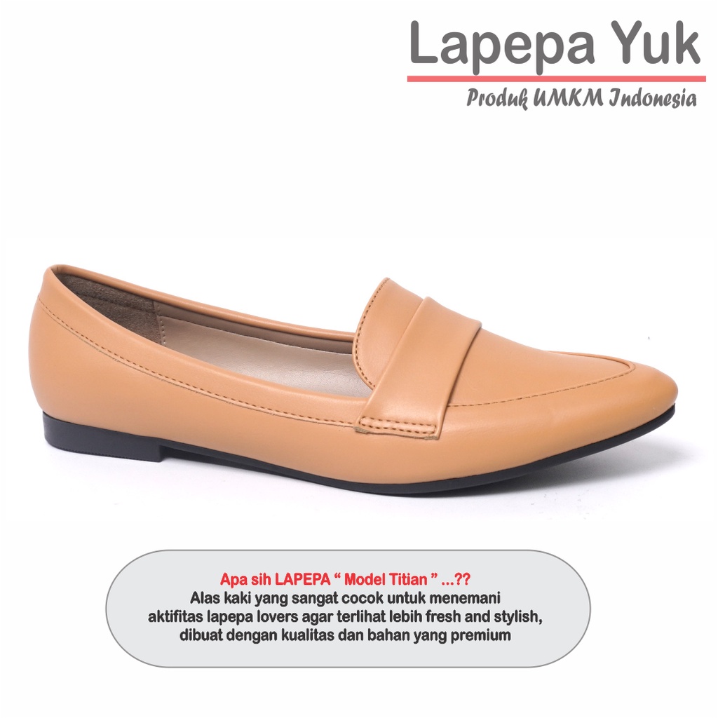 LAPEPA YUK - Sepatu Flat Shoes Wanita TITIAN Untuk Kerja kantor Spatu Flatshoes Ballerina Cewek Kuliahan Jalan Santai Casual Empuk Nyaman Slop Lancip Warna APRICOT  Orange Soft Selop Premium Original Kekinian Terbaru Shoes ORI Mall Official Store