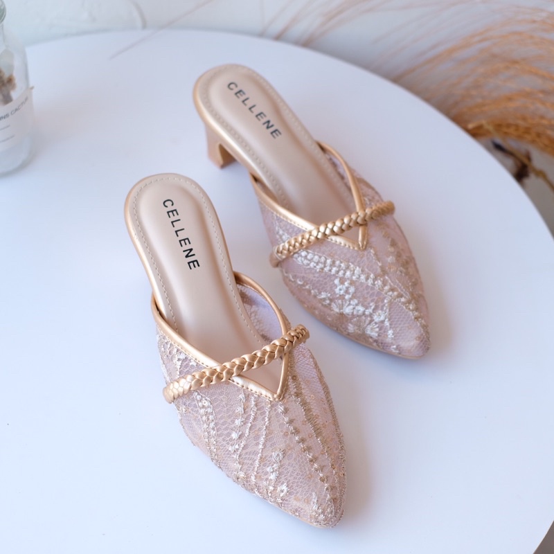 𝗖𝗘𝗟𝗟𝗘𝗡𝗘 CENDANA HEELS 8 warna (2/2) Heels Brukat Lace Wedding Shoes 5cm