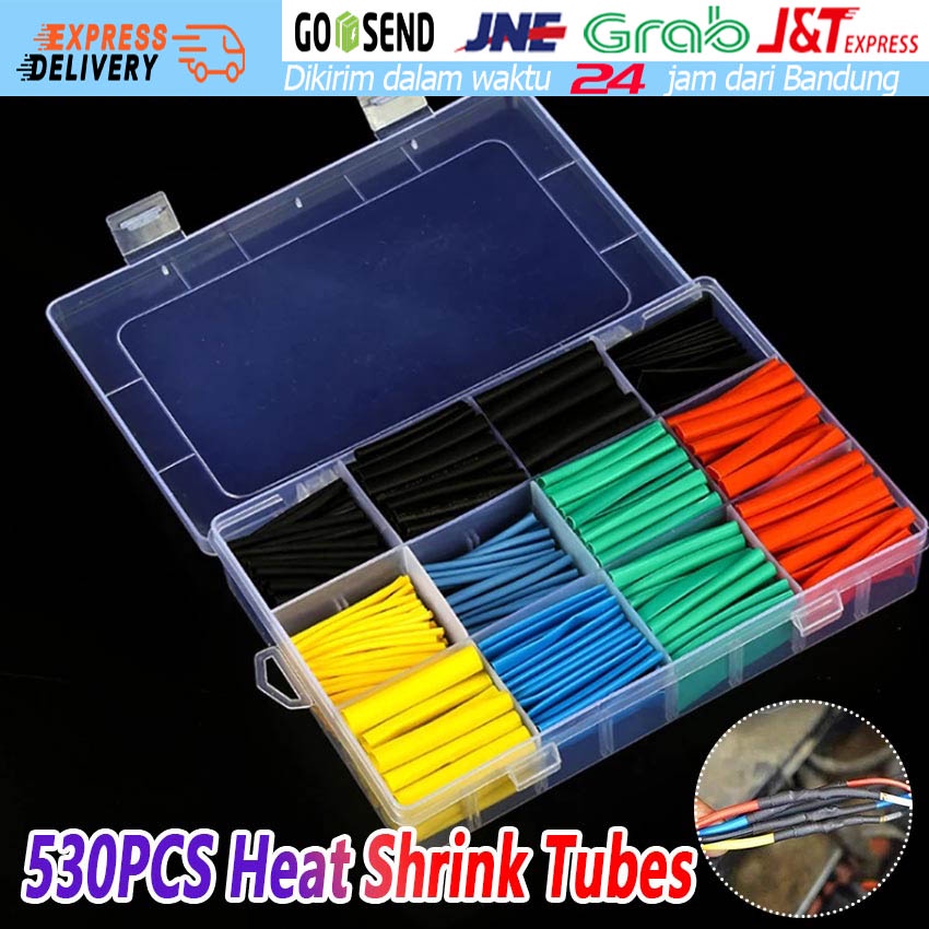 530 Pcs Heat Shrink Tube Isolasi Bakar Kabel Selang Bakar Selongsong Bakar