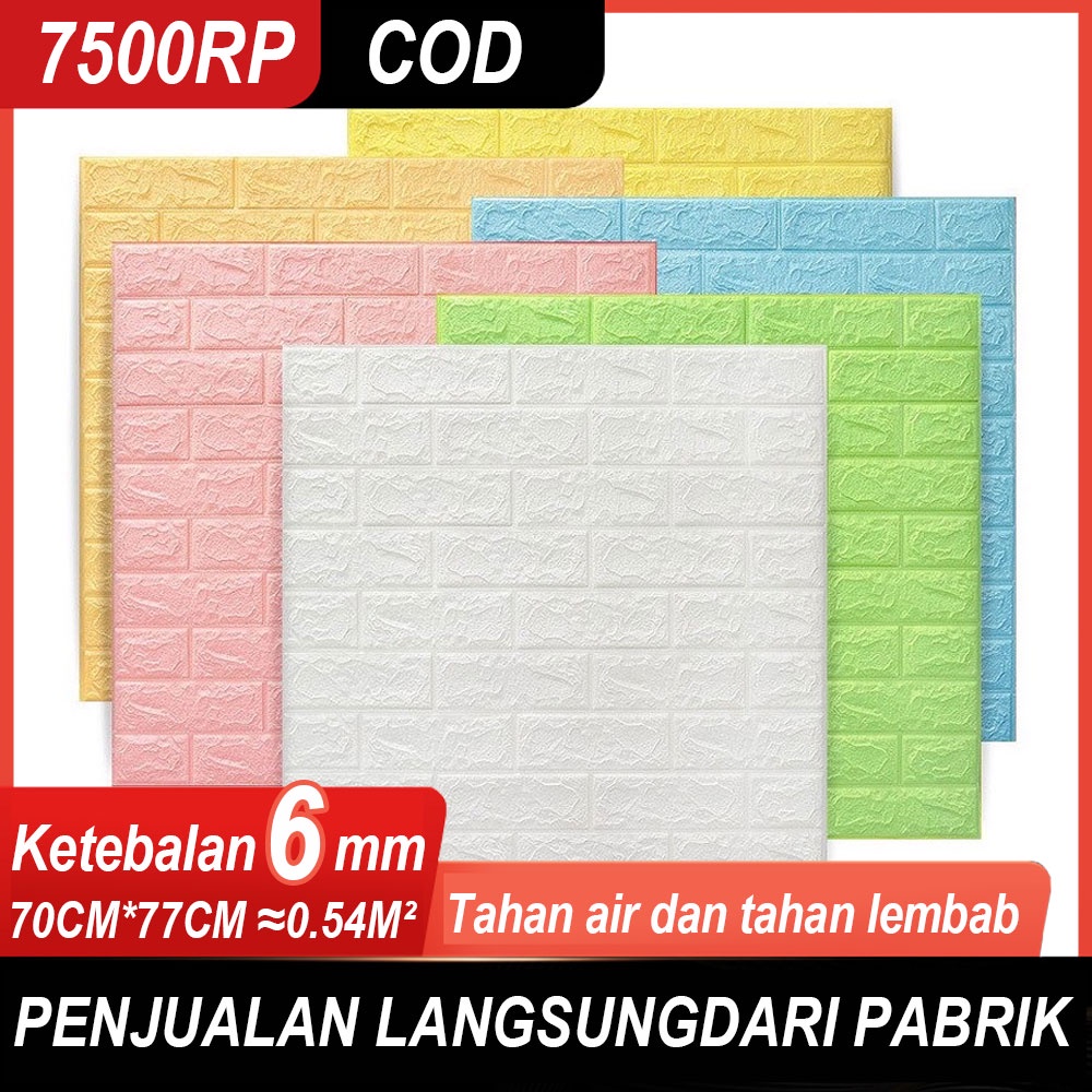 [COD Pabrik Lokal] Wallpaper Dinding 3D Timbul 70x77 6mm Batu Bata Foam Dimensi Timbul Mewah Stiker 