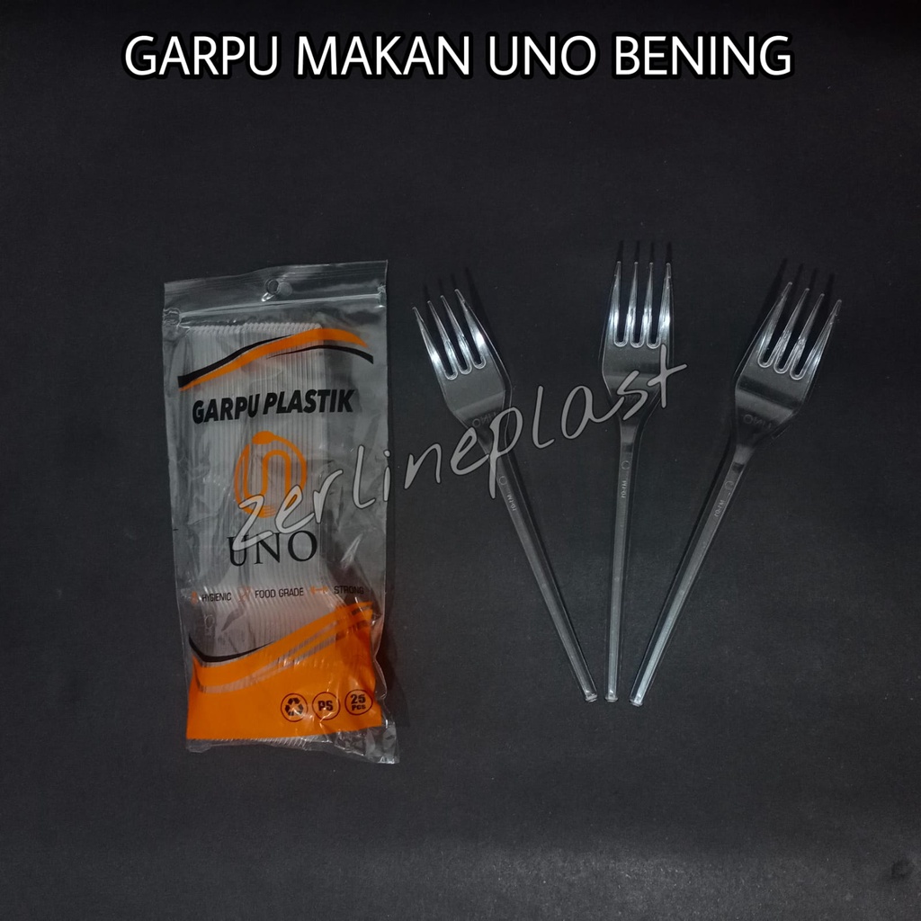 Garpu Makan Plastik BENING (UNO) @25pcs