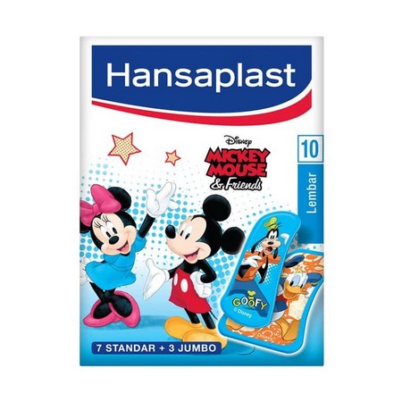 ISI 10 LEMBAR HANSAPLAST Kain Elastis &amp; Disney Series - Plaster Pelindung Luka dari bakteri ens