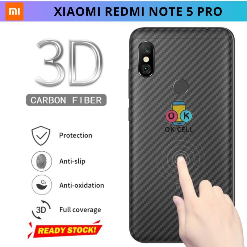 Skin Carbon 3D Xiaomi Redmi Note 5 Pro - Garskin Sticker Back Cover Film Redmi Note 5Pro  Premium